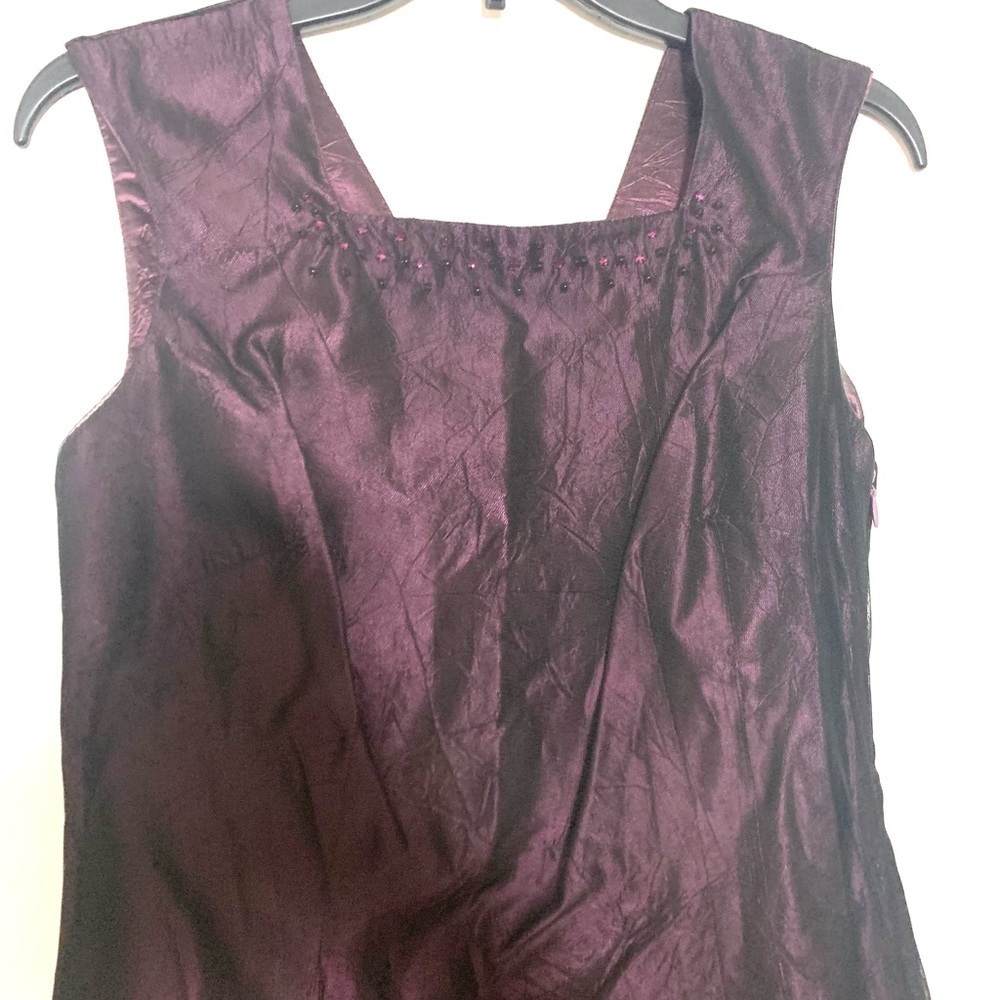 Vintage Rabbit Rabbit Rabbit Cocktail Taffeta Embellished Maxi Dress Purple 8 - Picture 5 of 16
